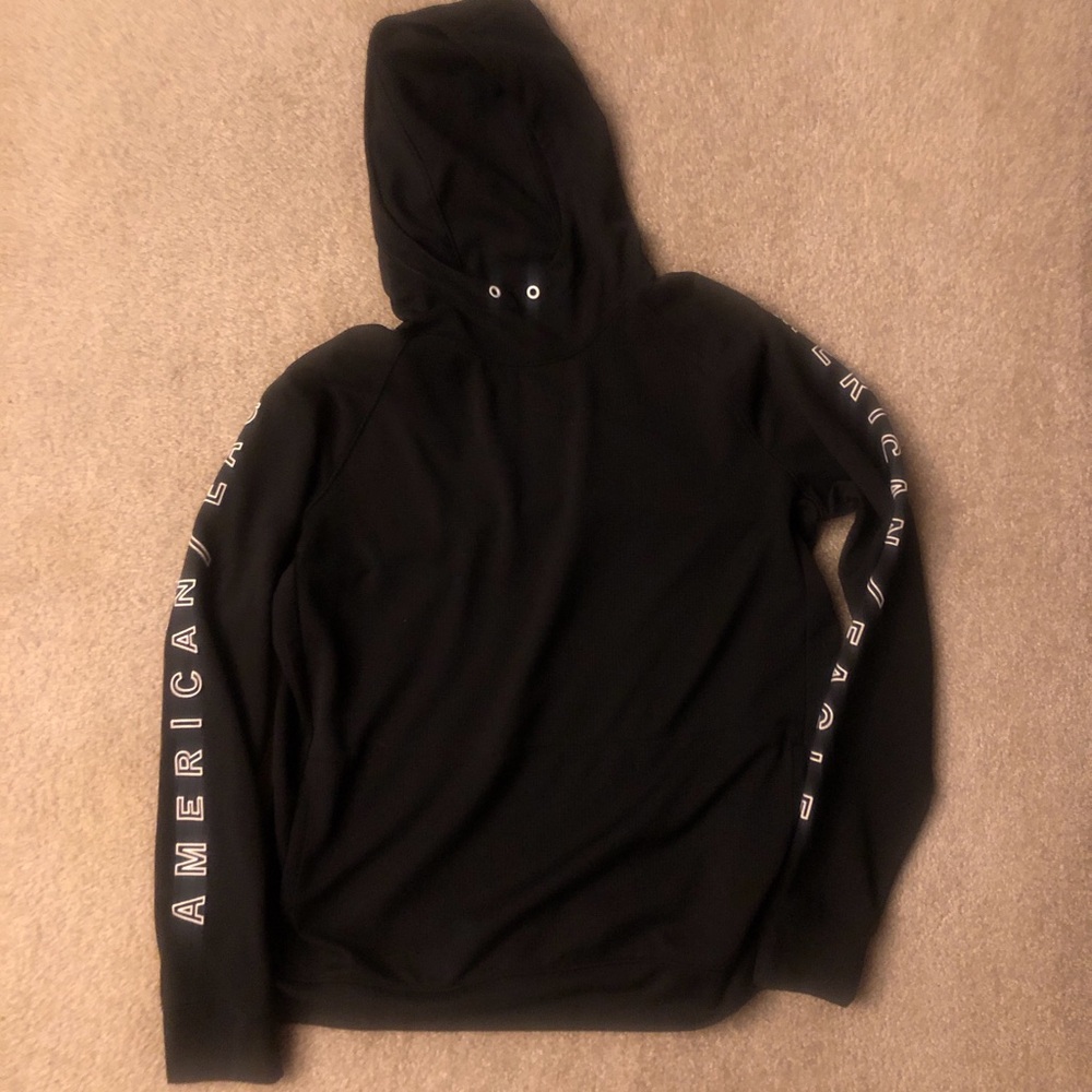 American Eagle Outfitters Active Wear Black  Pullover Hoodie with Sleeve Logo